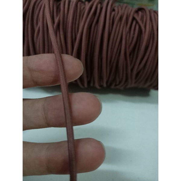 tali bulat elastis tali string elastis/tali karet bulat  3mm 13 warna( permeter)-Coklat