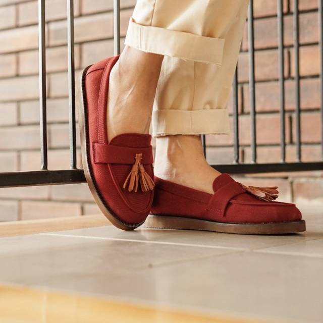 PRELOVED AMBLE SEPATU WANITA MURAH / AMBLE WOMEN KARA MAROON KANVAS-CASUAL