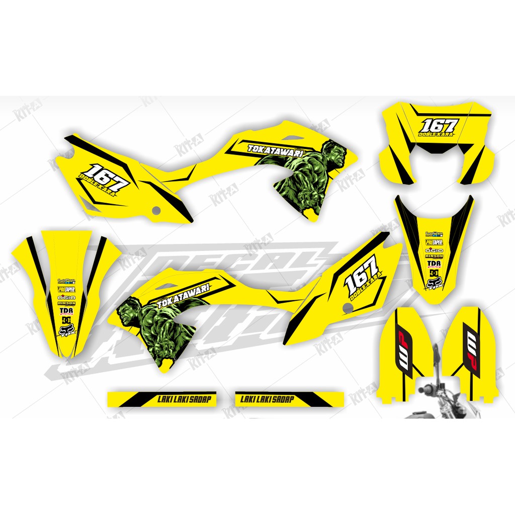 Decal Stiker Klx Bf 150 Kuning Hulk  Dekal Striping Sticker New Klx Bf Extreme 2018 Dekal Klx G