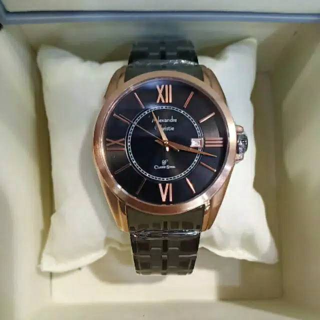 Jam tangan pria Alexandre Christie 8427md black rose gold
