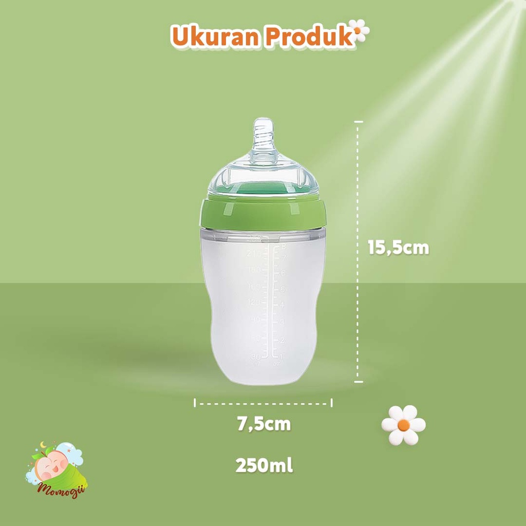 MOMOGII Premium Botol Dot Silikon 150ml / 250ml Botol Susu Bayi Wide Neck Silicone Food Grade Tahan Panas