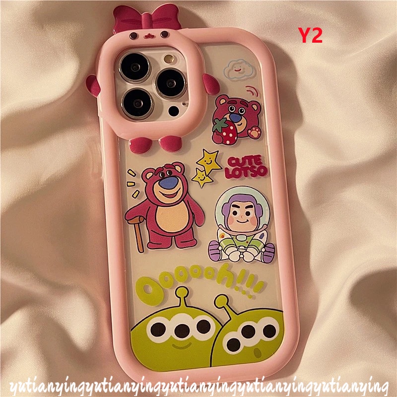 Casing Pasangan Lensa 3D Bow-knot Little Monster Oppo A17 A57 2022 A15 A76 A96 A3s A7 A5s A12 A53 A17K Reno 4F 5F 5 7 A74 A95 A16K A52 A55 A54 A16 A31 A5 A9 A16s A15S Toy Story Sarung Cover Sarung