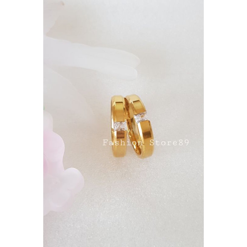 Cincin Pasangan Paling Laris cincin couple single titanium gold white black permata putih Antikarat