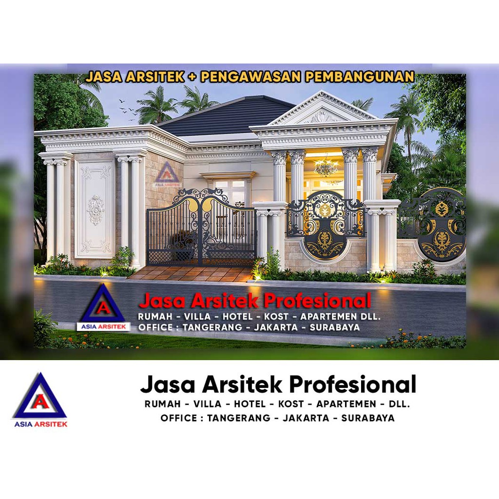 Jual Jasa Arsitek Desain Rumah Classic Mewah 1 Lantai Di Cipondoh Kota ...