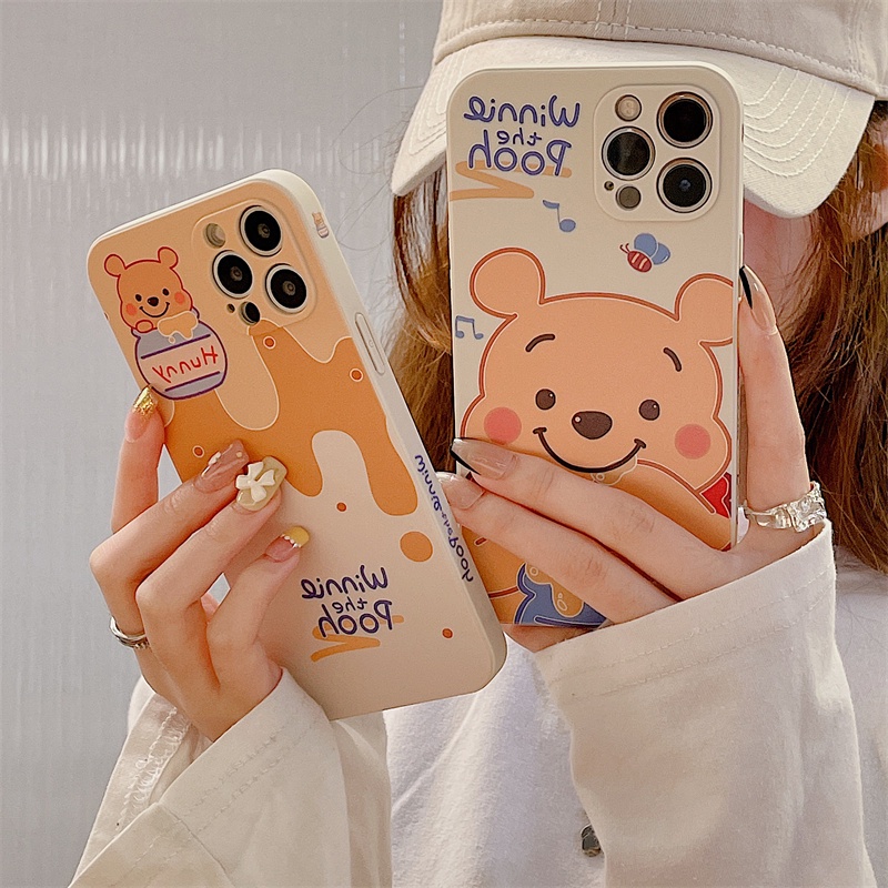 Straight side Pooh case iphone for iphone 13 12 11 pro max X Xs max XR 7 8 plus se2020 side pattern all-inclusive soft shell protective cover