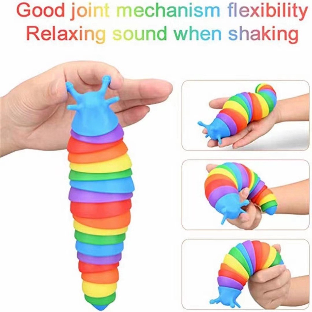 Mainan Sensory Ulat Siput Rainbow Finger Slug