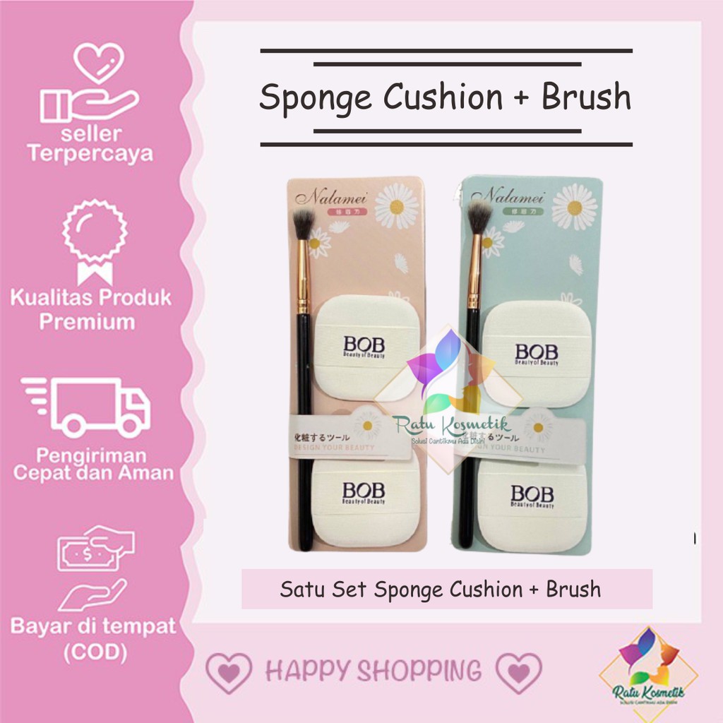 ❤ RATU ❤ Sponge Cushion + Brush | Spon Nalamei 4in1 Brush Spoolie