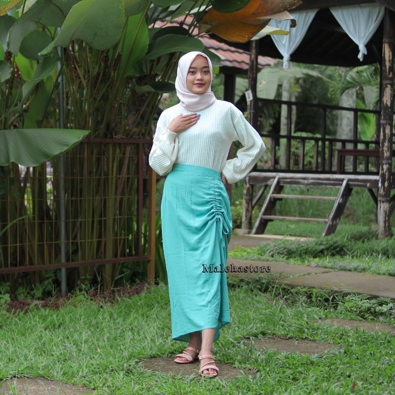 Rok Serut Terbaru Malehastore rok crinkle bawahan wanita rok serut crinkle kekinian model modis-MINT
