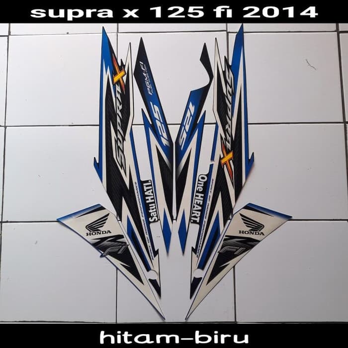 Striping Stiker Motor Supra X 125 FI 2014 Hitam-Biru