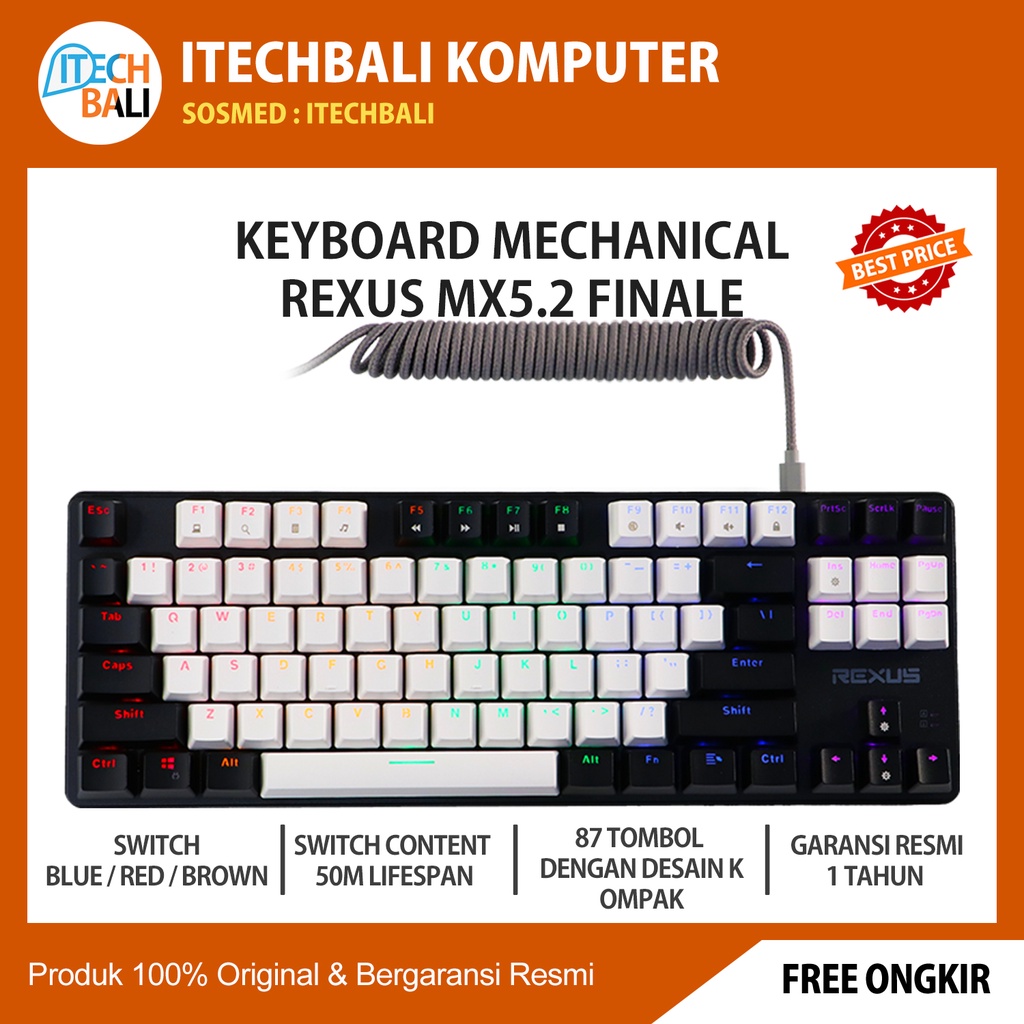 Keyboard REXUS Legionare MX5.2 Snowy Black Gaming Mechanical | ITECHBALI