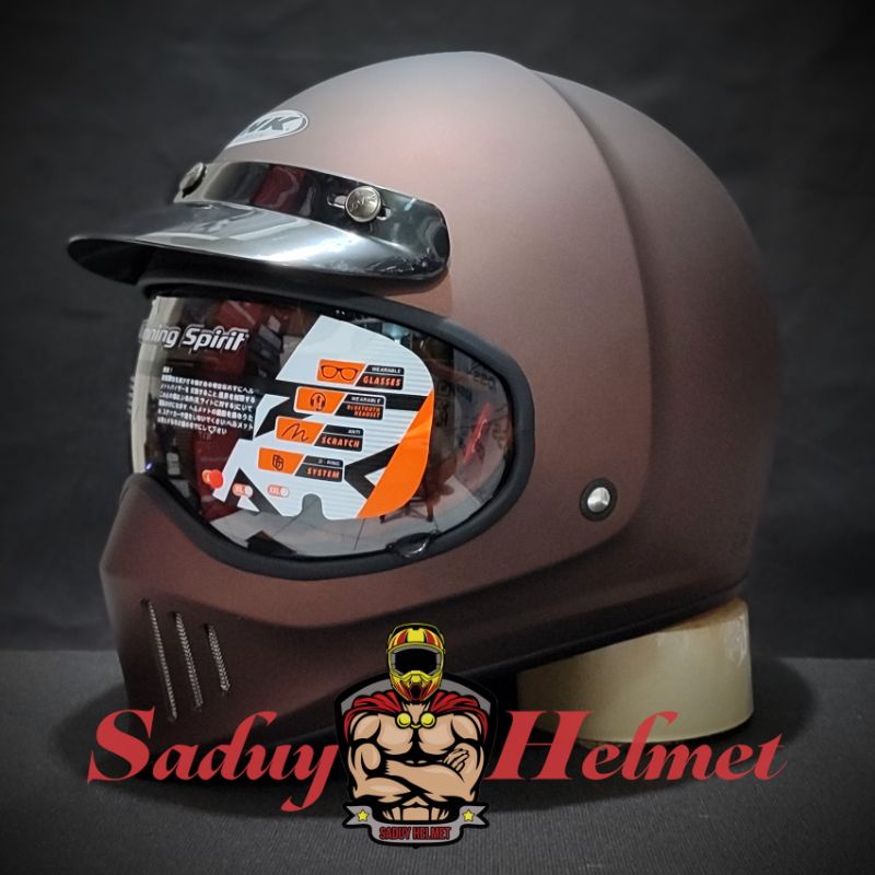 HELM RETRO INK TROOPER SOLID DARK BROWN MATT - COKLAT DOP