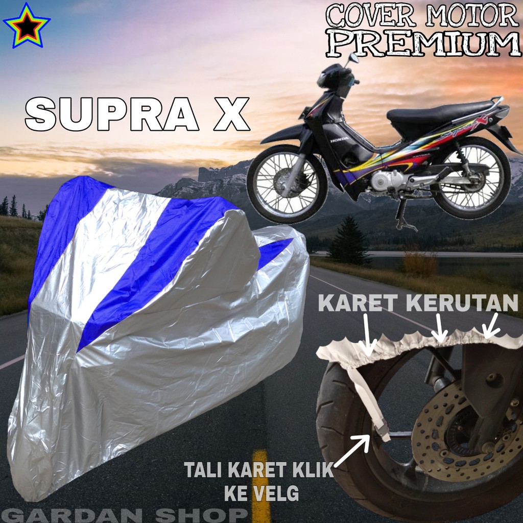 Sarung Motor SUPRA X Silver BIRU Body Cover Penutup Motor Supra X PREMIUM