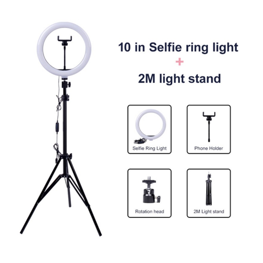 Ringlight Tripod LED 26cm MakeUp Vlog Lampu Ring light Holder HP Vlog Video Tiktok murah