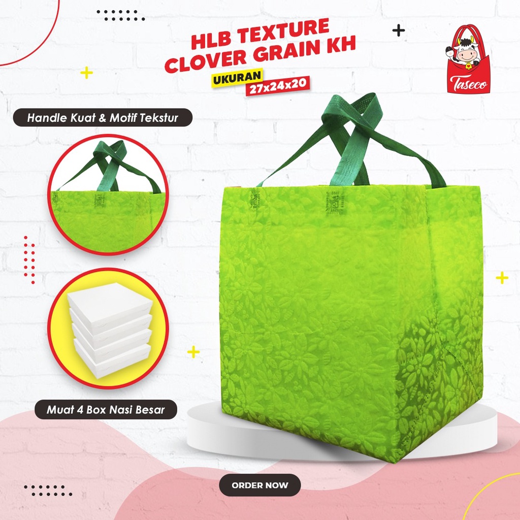

TASECO Tas Kotak Nasi 20x20 | Tas Spunbond Nasi Kotak | Tas Berkat Hajatan | HLB Tekstur 27X24X20
