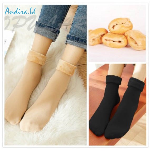 Kaos Kaki Wanita Bahan Velvet Untuk Winter / Kaos Kaki Musim Dingin