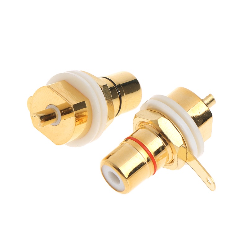 zzz 2 Pcs CMC Gold Plated Copper RCA Female Phono Jack Panel Mount Chassis Connector