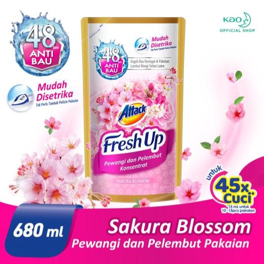 Premium (Mount) Attack Fresh Up Softener Pewangi Pelembut Baju Sakura Blossom 680 mL