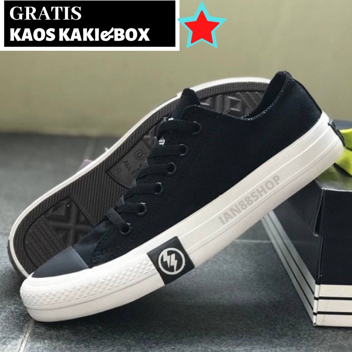 TERBARU SEPATU SNEAKERS PRIA WANITA CONVERS ALLSTAR ALL STAR BOOT TINGGI PETIR WARNA HITAM PUTIH GRA