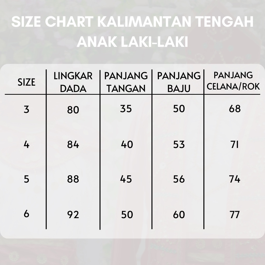 Baju Adat Anak Kalimantan Tengah Satuan (Laki/Cewek)