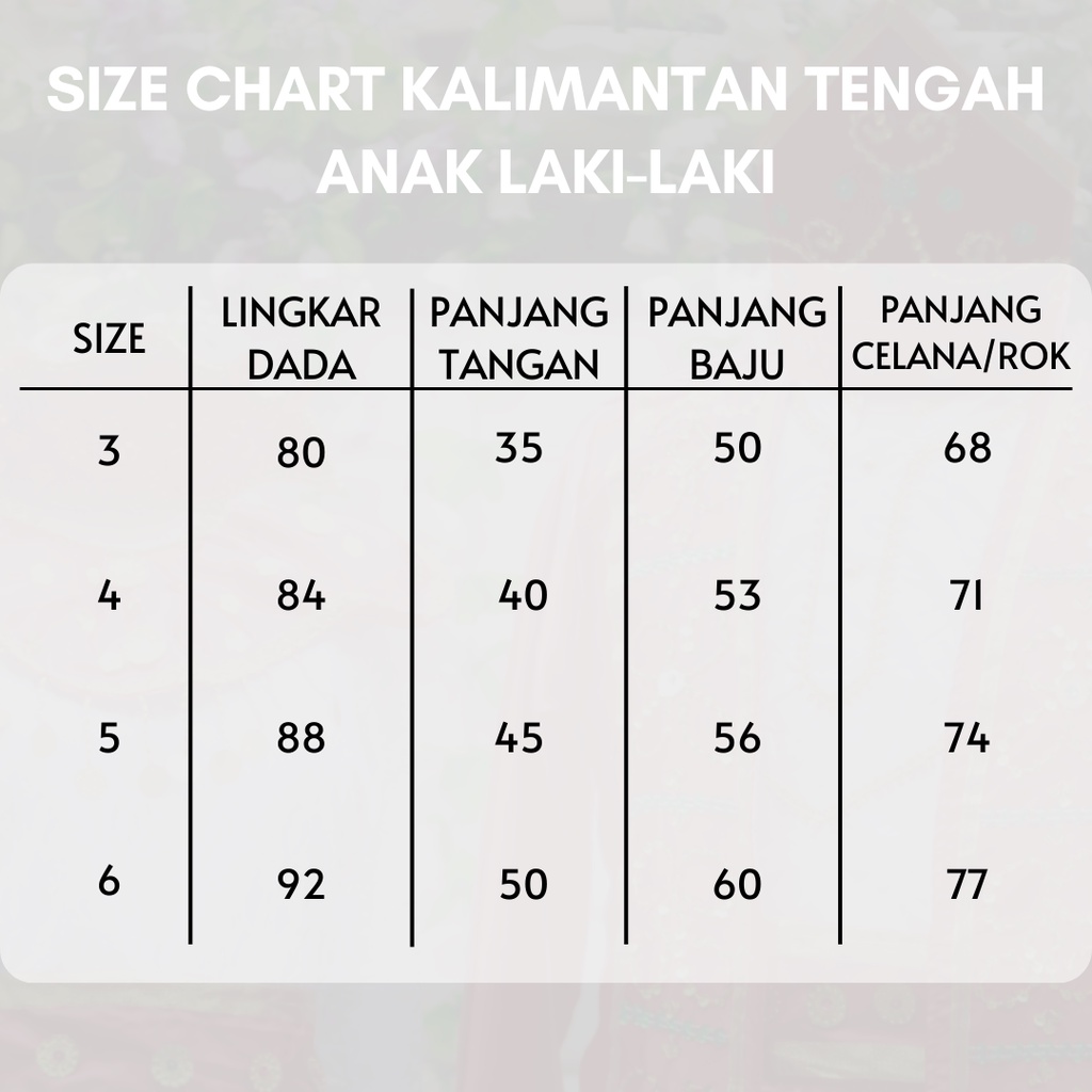 Baju Adat Anak Kalimantan Tengah Satuan (Laki/Cewek)