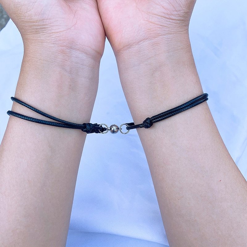 【COD】Gelang Couple Magnet|Gelang Bucin Couple Magnet Tali Waterproof POLOS Tanpa Huruf 2 Pcs/set Polos Magnetik Pasangan Gelang Retro Magnet Gelang Persahabatan
