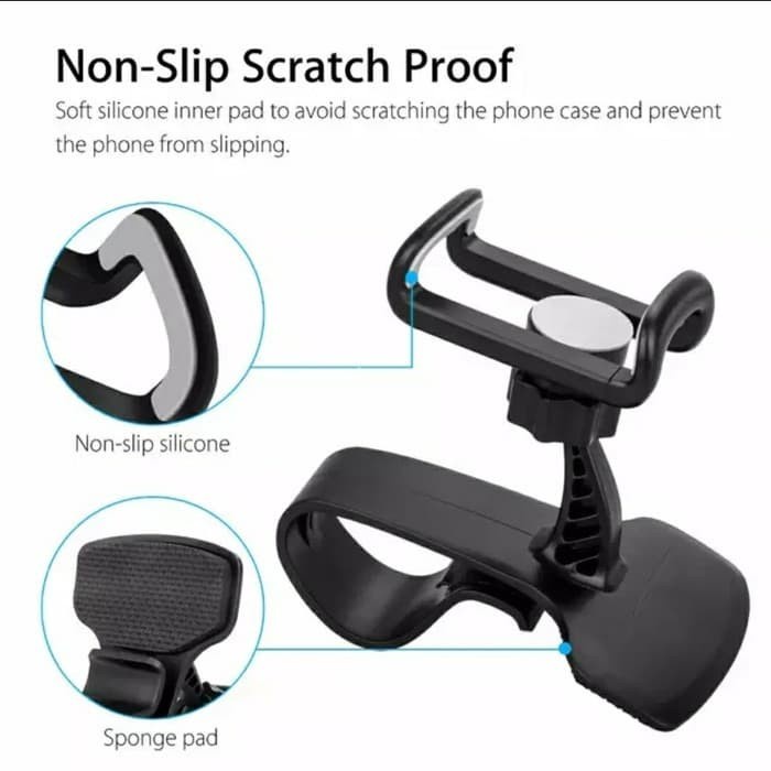 Holder HP Dashboard Mobil Universal Jepit 360 Car Phone Mount