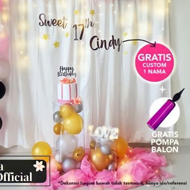 ➤ Paket Dekor Dekorasi Backdrop Sweet Seventeen 17 Tahun Birthday Ulang Tahun Paket Lengkap Photoboo