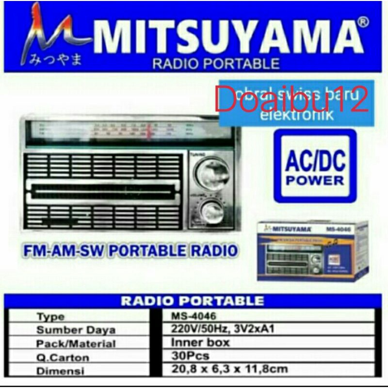 Cod Radiio Klasik Mitauyama M-4046 Radio Portable AC/DC Bayar ditempat