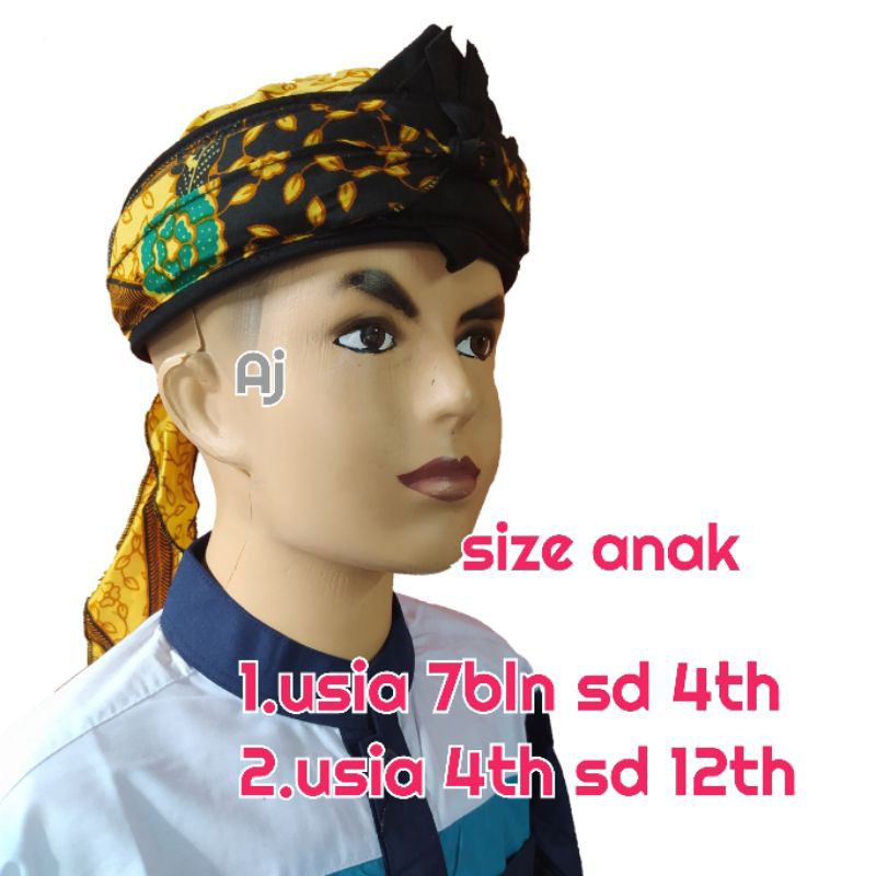 blangkon anak balita kecil iket sunda udeng jawa motif batik praktis full tutup kliwir