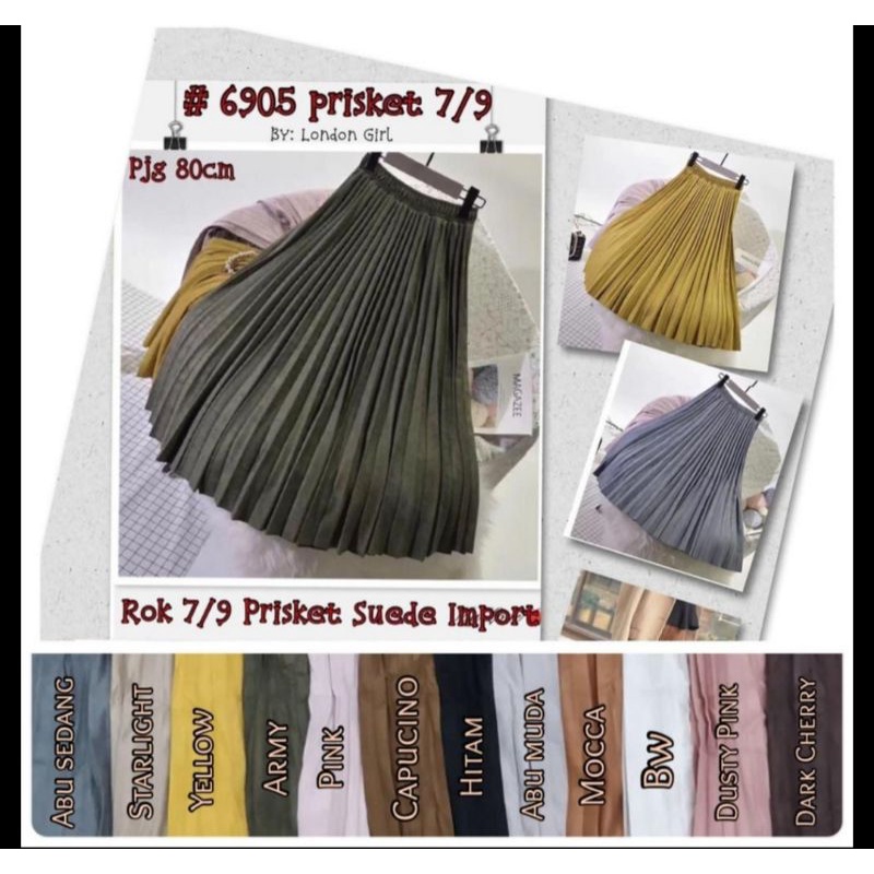 rok plisket suede import 80cm 7/8 London Girl 6905