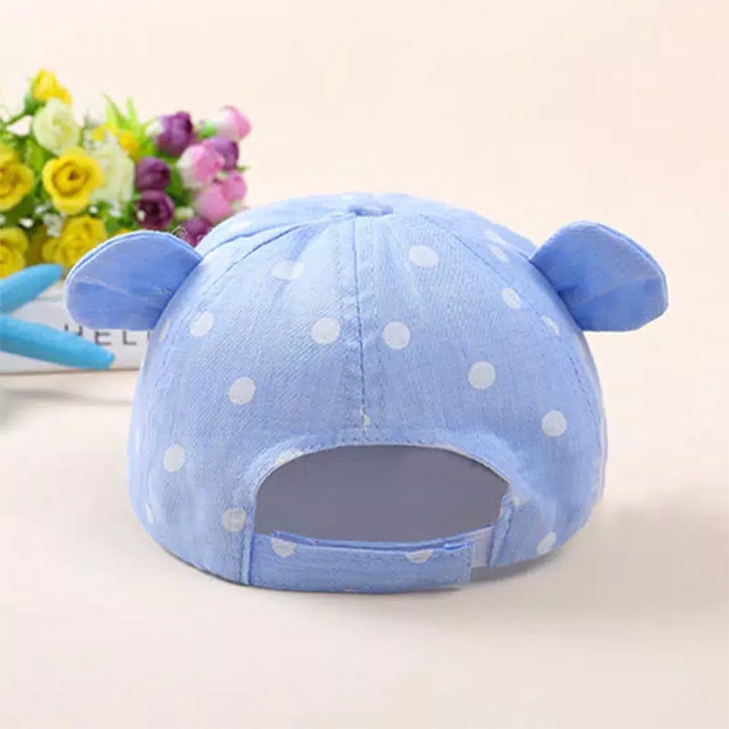 Polkadot Smile Baby Hat Topi Anak Bayi Bintik Senyum Telinga-2