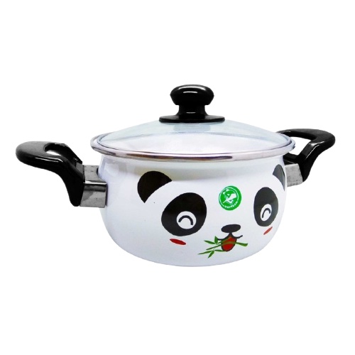 Maspion Panci Saucepan Hello Panda 18 cm - Panci kesehatan enamel hello panda