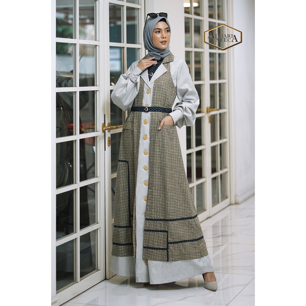 TUNEECA - GAMIS DRESS BUSANA WANITA MUSLIMA BRANDED PREMIUM ALMARI SERI Ruby