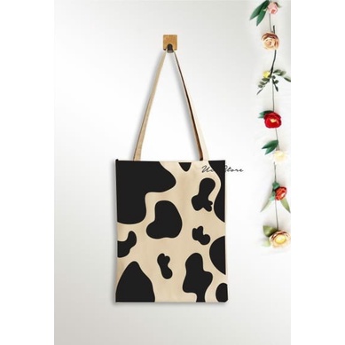 [PAKAI RESLETING] Tas tote bag wanita korea aesthetic KULIT SAPI //ukuran besar // sablon rapi // tas tote bag murah // totebag resleting aesthetic korea [TOKO UCI]