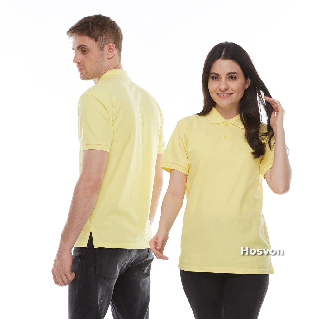 KUNING Hosvon Kaos Kerah Wangki COTTON 100% Size S-XXL ( PRIA &amp; WANITA )