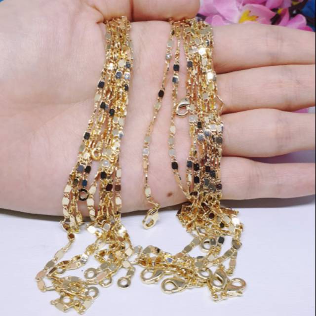 Kalung rantai biji timun uk36cm &amp;uk45cm rosegold