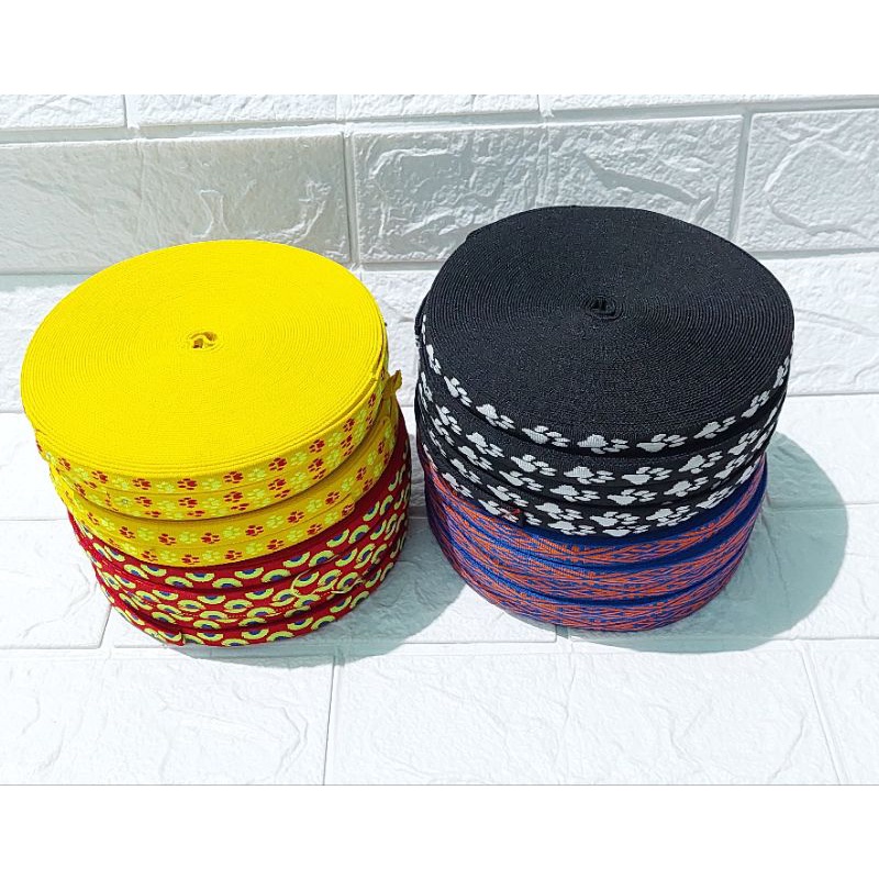 Bahan Tali motif panjang 12 meter 1 cm roll kalung kucing C