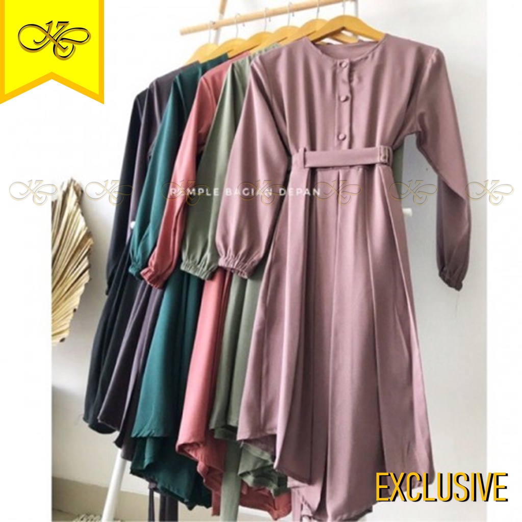 Tunik Salur Jumbo Tunic Ceruty Hijabchic Polkadot Syari Korean Style Muslim Kancing Full Kemeja Tuni