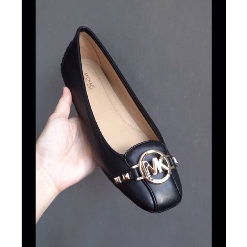 MK fulton moc shoes black nappa stud ghw (with Box)