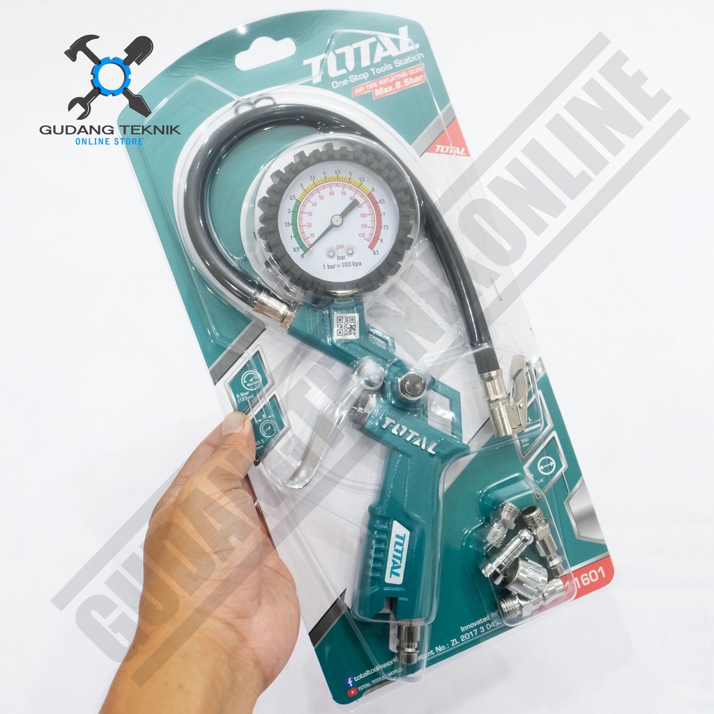 Alat Isi Angin Ban TOTAL TAT11601 / Alat Inflator Ukur Tekanan Ban - Air Tire Inflating Gun TOTAL