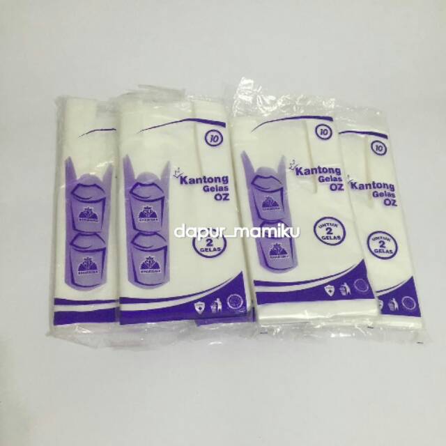 DAPURMAMI Kantong Plastik Gelas OZ DOUBLE  uk. 2 GELAS take away 1 Pak isi +/- 50 pcs