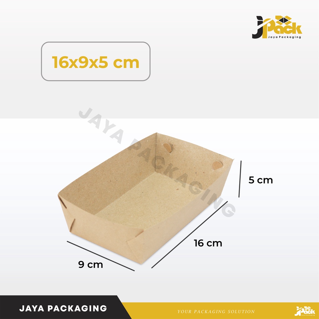 

Tray Box Kraft 16x9x5 cm (TR 02 K02) Kentang Paperkraft/boxkentang/boxmakanan/sosis/custom
