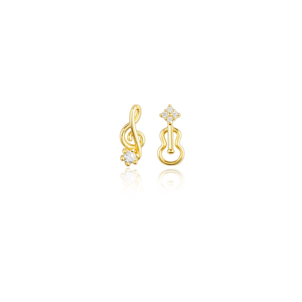 Personality Musical Note Gold Color Earrings Anting Stud Classical Music Violin Crystal Earring Women Jewelry Gift