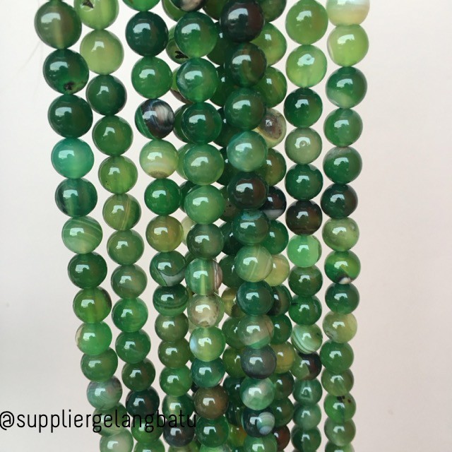 supplier bahan batu giok green jade akik hijau alam 8mm gelang kalung