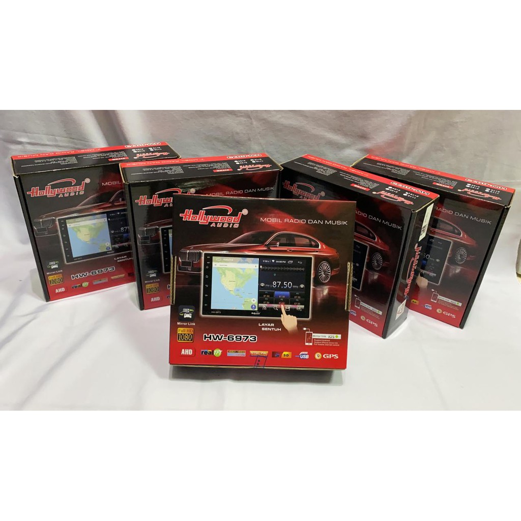 Head unit double din android 7 inch Hollywood Hw-6973 Ram=2GB Room=16GB Headunit murah bagus mantap