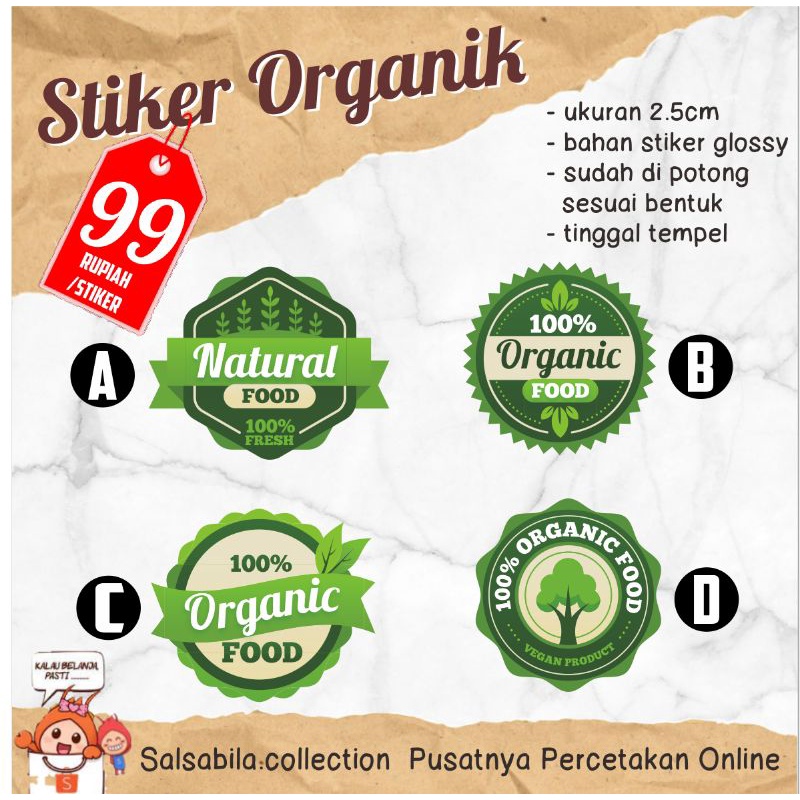

[harga 10pcs] Stiker Label ORGANIK / ORGANIC stiker makanan minuman murah