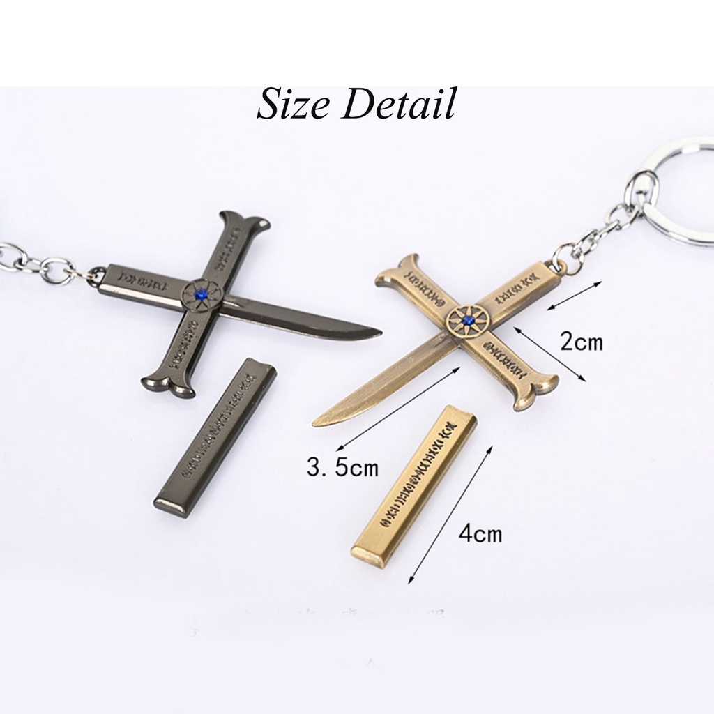 ROW Unisex Anime One Piece Geometrical Cross Necklace Dracule Mihawk Gift Alloy Eagle Eyes Vintage Detachable Pendant/Multicolor