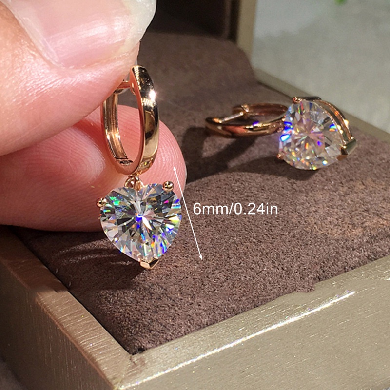 Anting Drop 925 Silver Rose Gold Aksen Kubik Zirconia Untuk Wanita