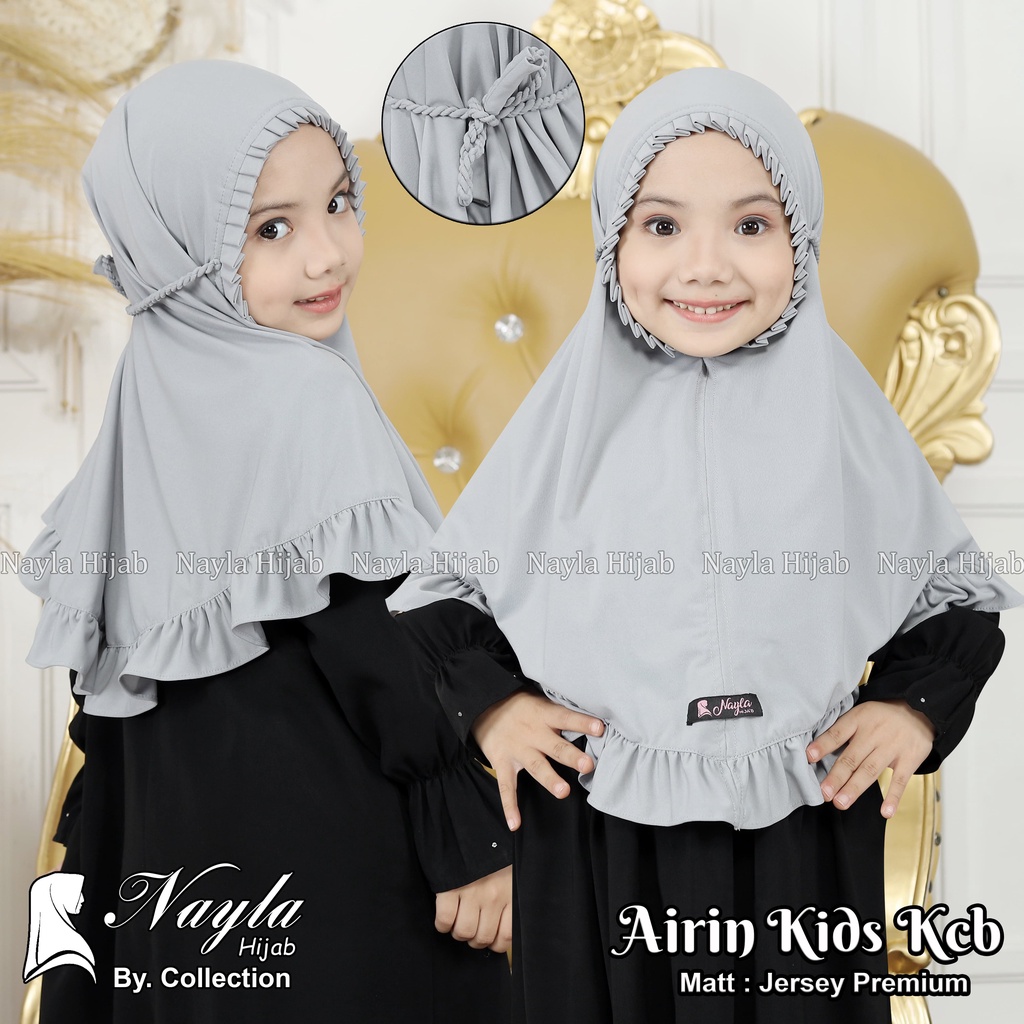 Kerudung Anak Tali Kepang AIRIN KIDS KCB Hijab Instan Anak Jersey Airis Terbaru Nayla Hija'b