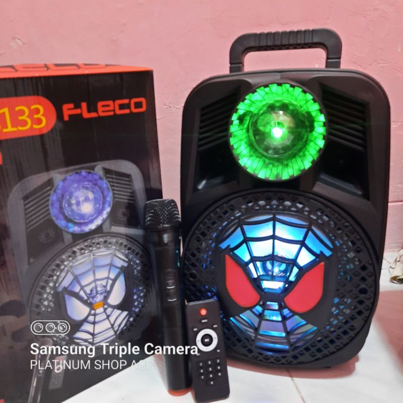 Speaker Bluetooth Fleco Mw-8133 8Inchi Bonus Mic Wireless Dan Remote Super Bass Salon Aktif Portable